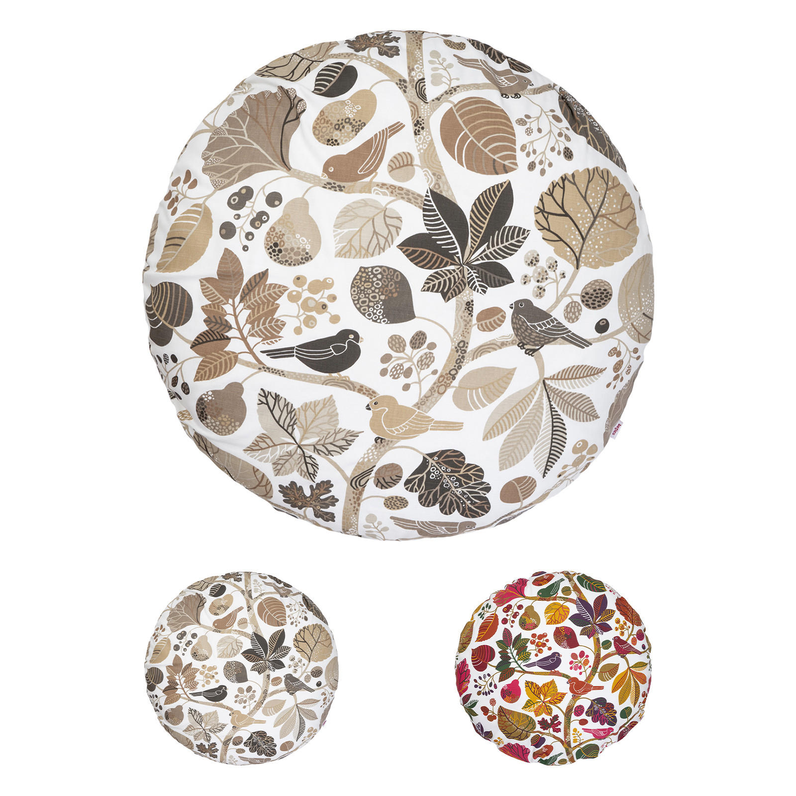 KISSENHÜLLE Rund Zauberwald elfenbein-taupe Baumwolle 80 cm Ø - Taupe/Ecru, Textil (80/80cm) - beties Heimtextil