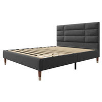 POLNJENA postelja iz lesa 140x200 cm siva z 7-consko vzmetnico, oblazinjenim vzglavjem in predalom pod posteljo - siva, tekstil (140/200cm) - Modfu