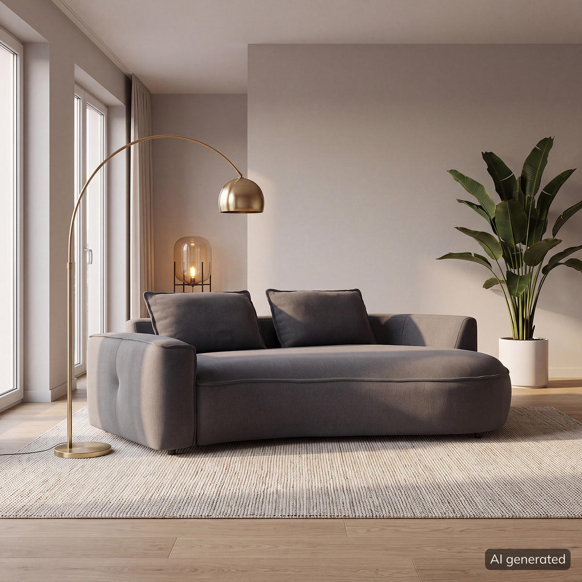 2,5-SITZER SOFA - Schwarz/Grau, Kunststoff/Textil (217/82/146cm) - home24