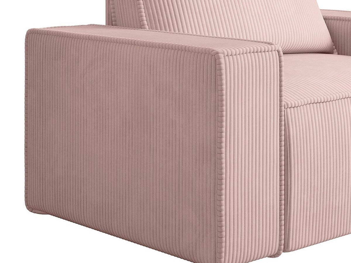 SESSEL mit gerader Rückenlehne - 1 Person - samt - puderrosa Amelia - Rosa, Textil (120/85/86cm) - Vente-Unique
