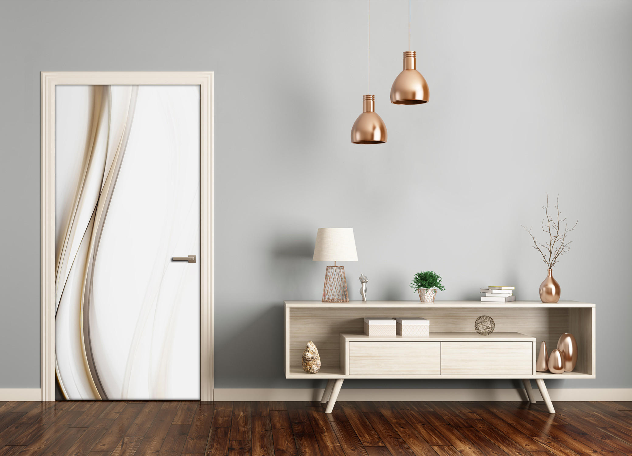 TÜRAUFKLEBER 95x205 cm Dekorativ für Türen - Beige, Kunststoff (95/205/0.01cm) - TULUP