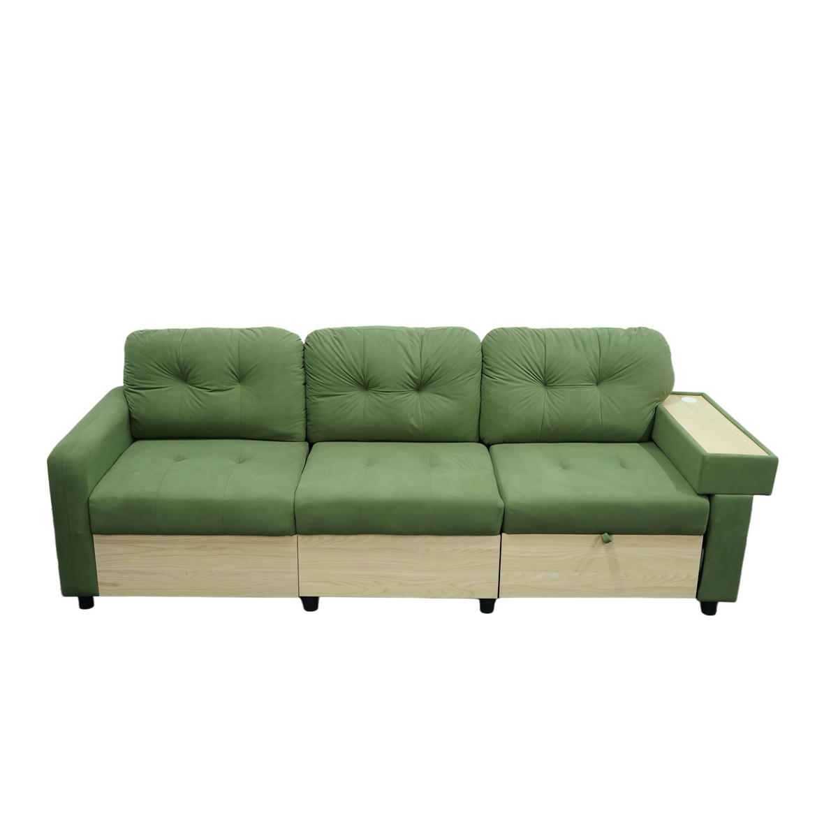 ECKSOFA DE-34637 mit ausziehbarer Chaiselongue rechts Grün - Grün, Metall (80/228cm) - ComfortXL