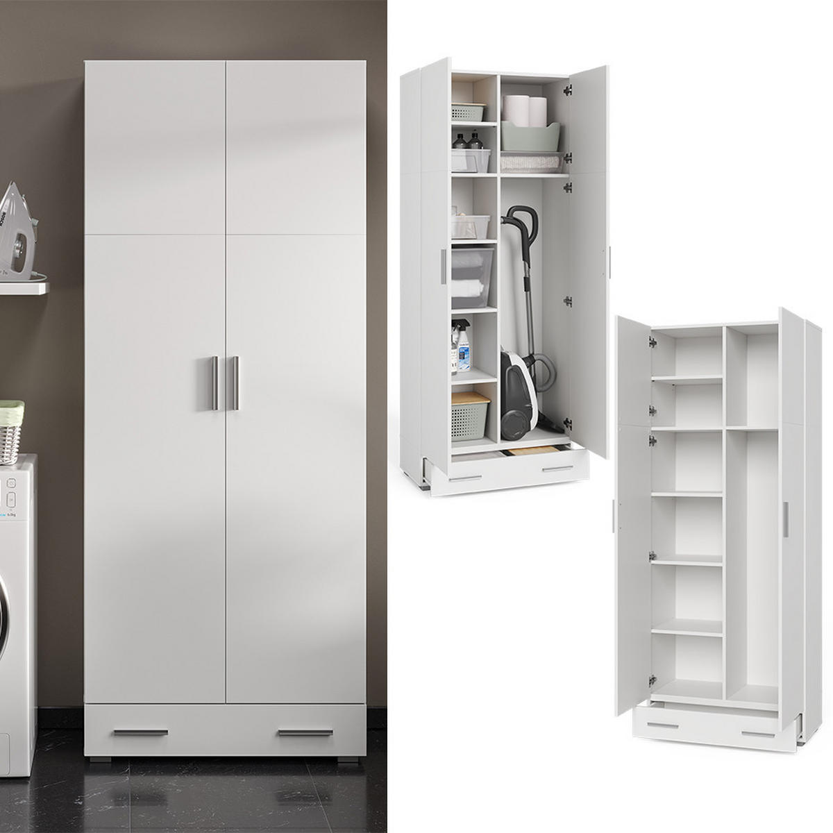 AKTENSCHRANK Ingo Weiß 80 x 182.4 cm mit Schublade - Weiß, Holzwerkstoff (80/182.4/37cm) - Vicco