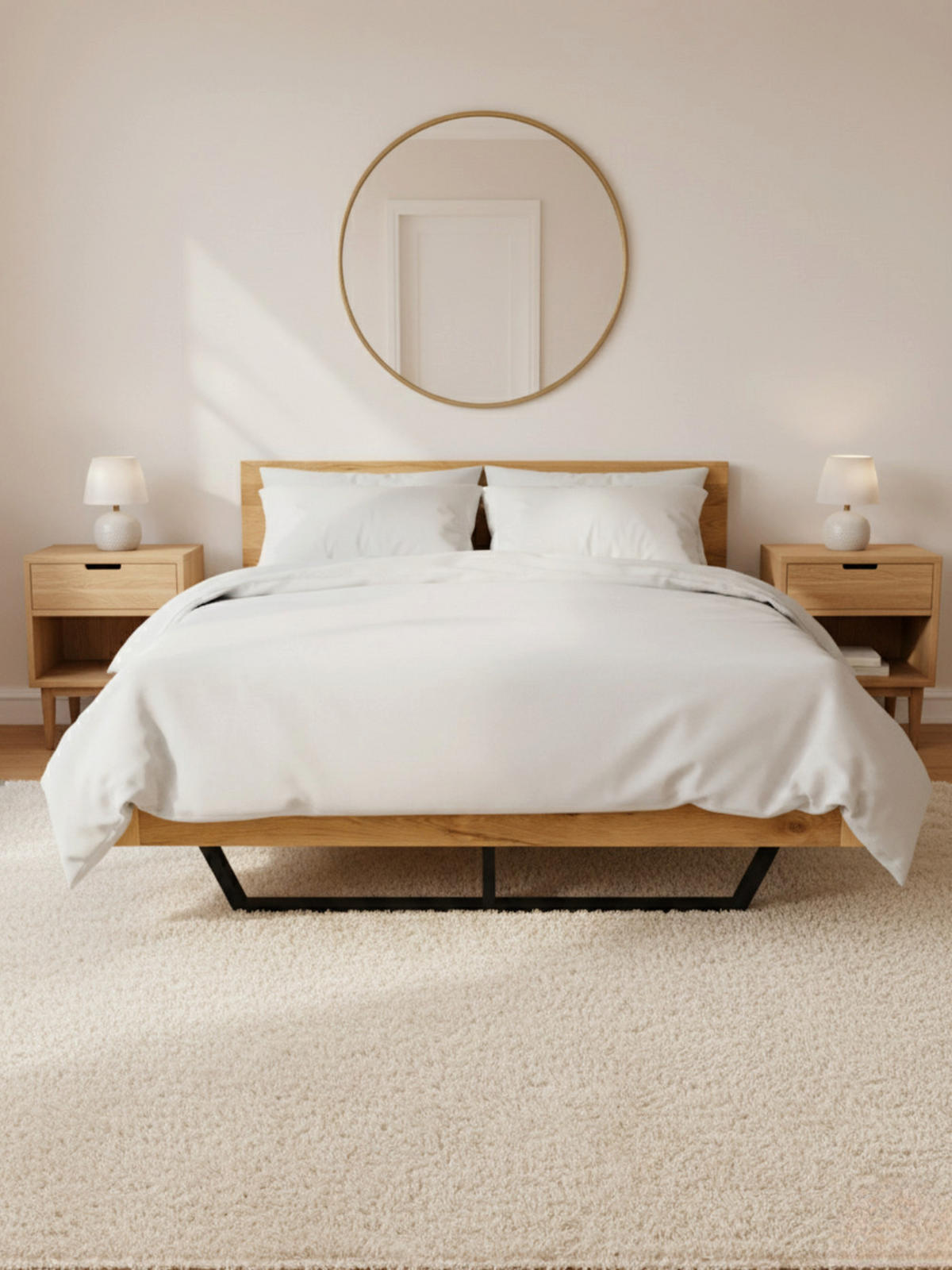 MASSIVHOLZBETT Metall 140 cm x 200 cm - Eichefarben, Holz (140/200cm) - holz4home