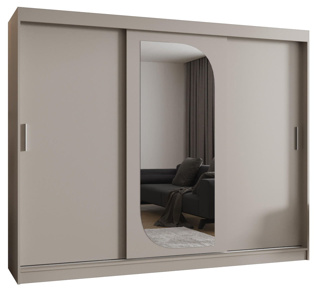 SCHWEBETÜRENSCHRANK 200/250/62 3-türig - Kaschmir/Silberfarben, Holz (250/200/62cm) - MÖBEL KRYSPOL