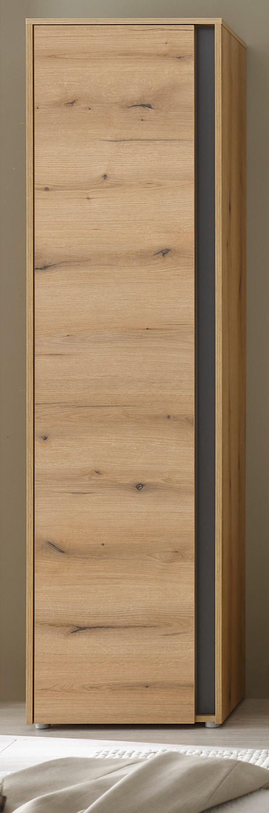 SCHUHSCHRANK Evoke Eiche, grau Flurschrank 50 x 200 cm mit 10 Fächern - Eichefarben/Schwarz, Holzwerkstoff/Kunststoff (50/200/40cm) - Furn.Design