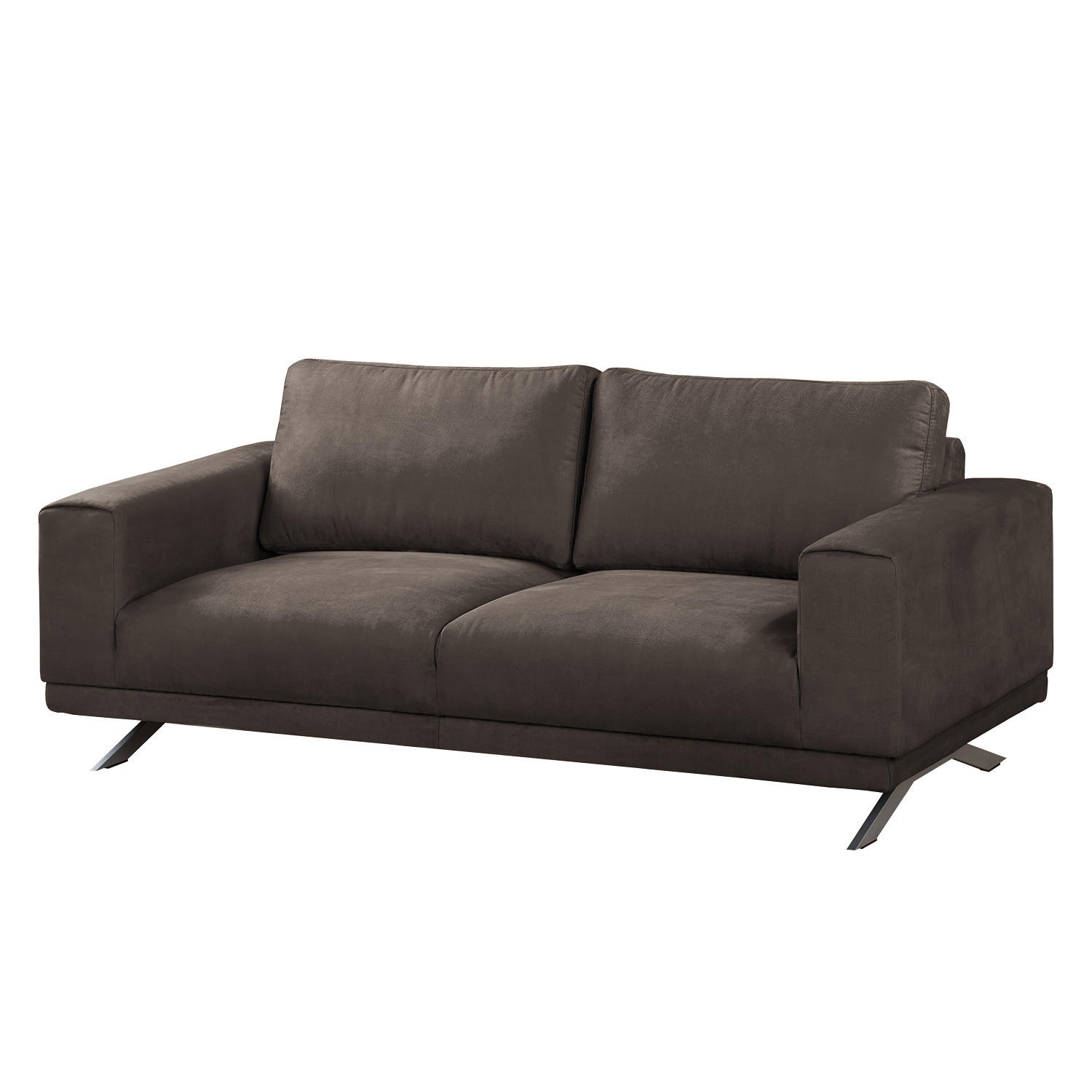 2-SITZER SOFA - Antiklederlook - Graubraun, Textil (196/81/89cm) - home24