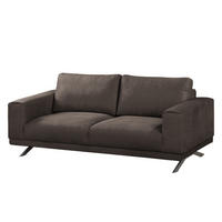 2-SITZER SOFA - Antiklederlook - Graubraun, Textil (196/81/89cm) - home24