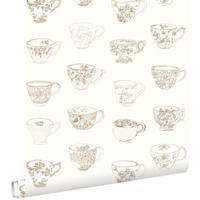 TAPETE Tassen und Untertassen 53 cm x 10.05 m - Beige, Papier (53/1000cm) - ESTAhome