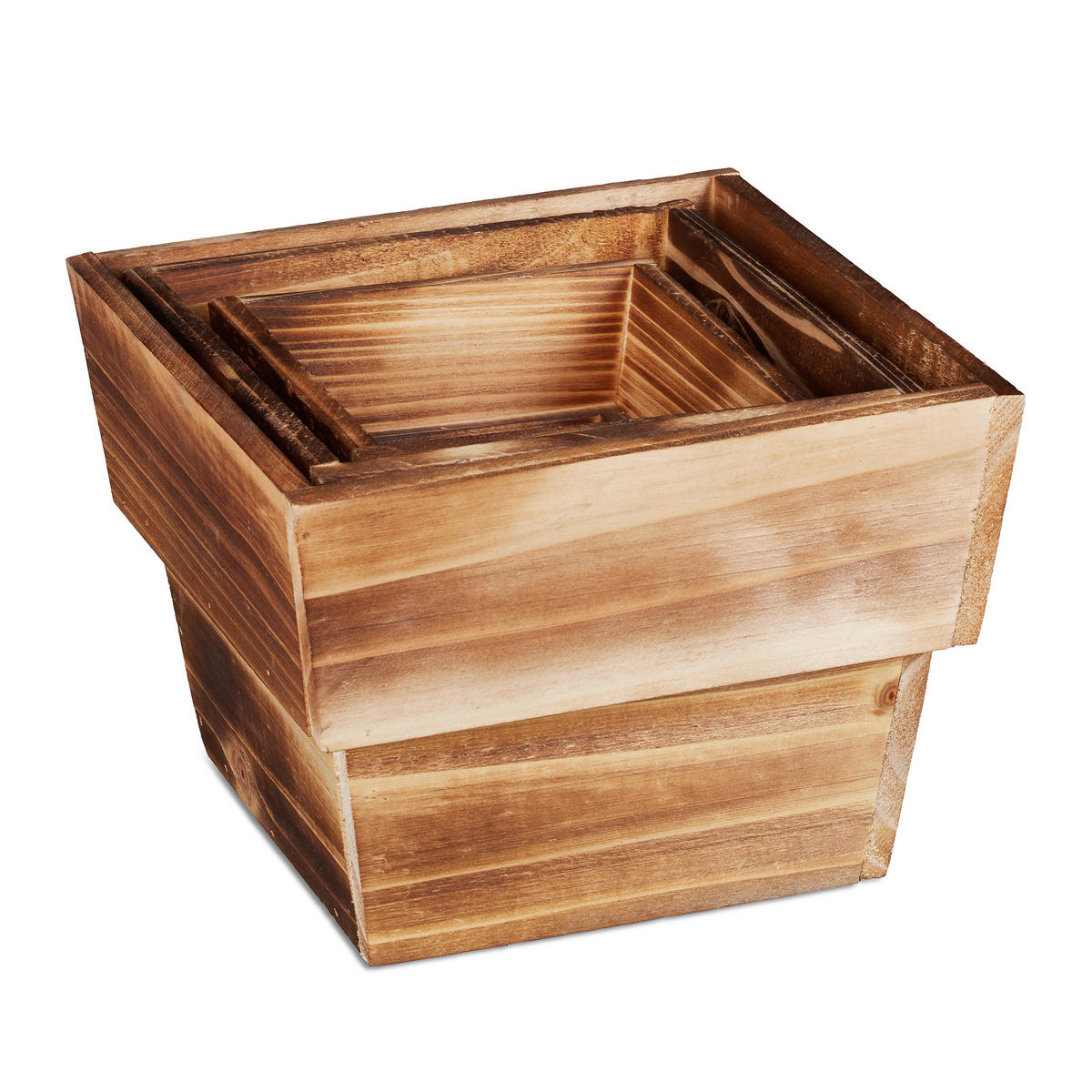 3XBLUMENTOPF - Hellbraun, Holz (19/14/19cm) - Relaxdays