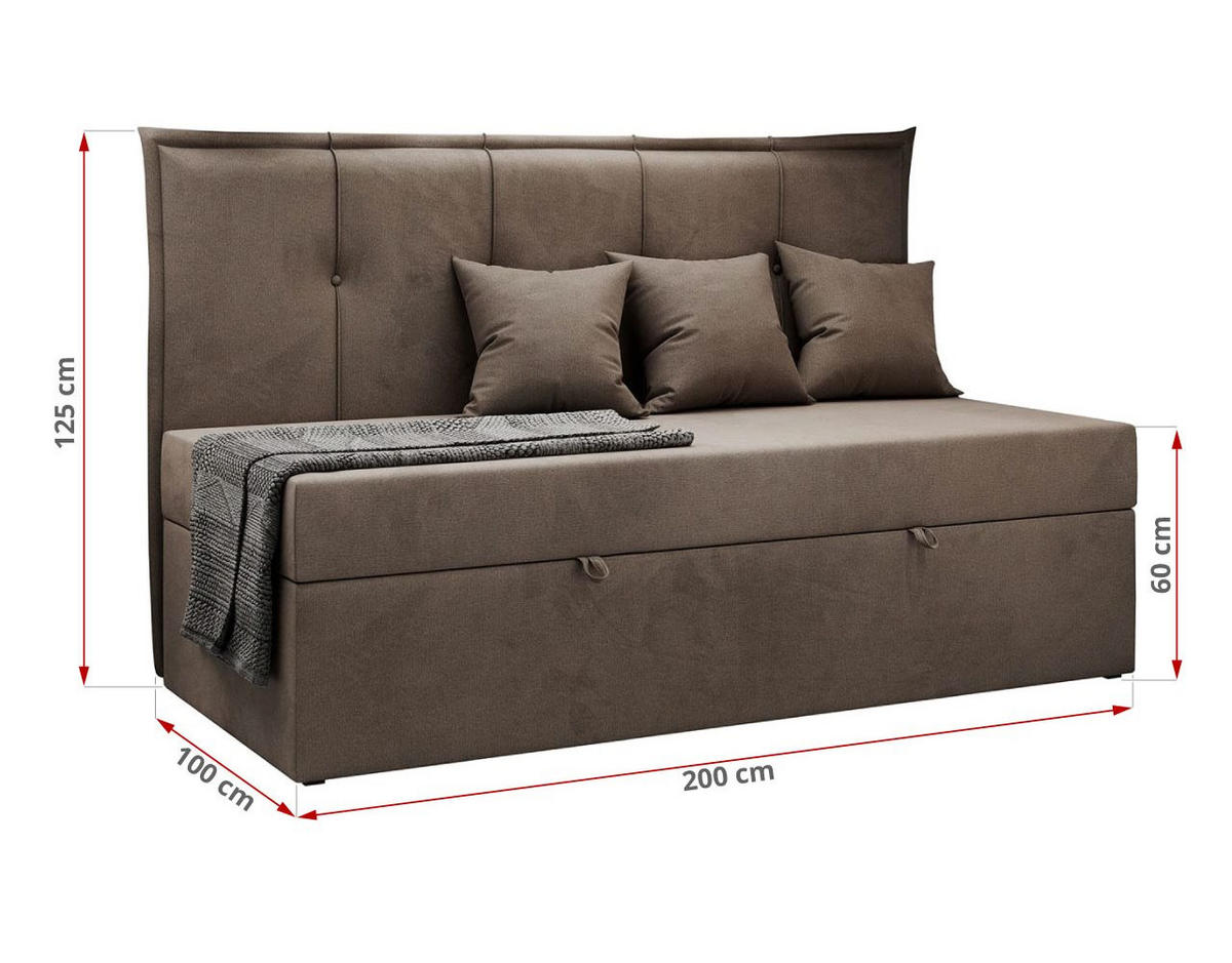 BOXBETT BANCO 90/200 Braun Velvet hydrophob - H3 - Braun, Holz/Textil (90/200cm) - MKS