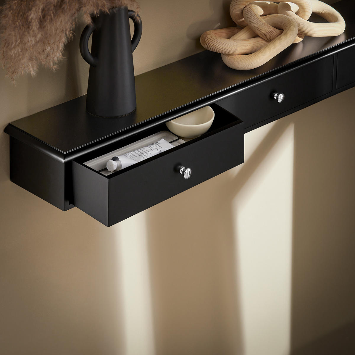 WANDREGAL Schwarz - Schwarz, Holzwerkstoff (93/10/15cm) - SoBuy