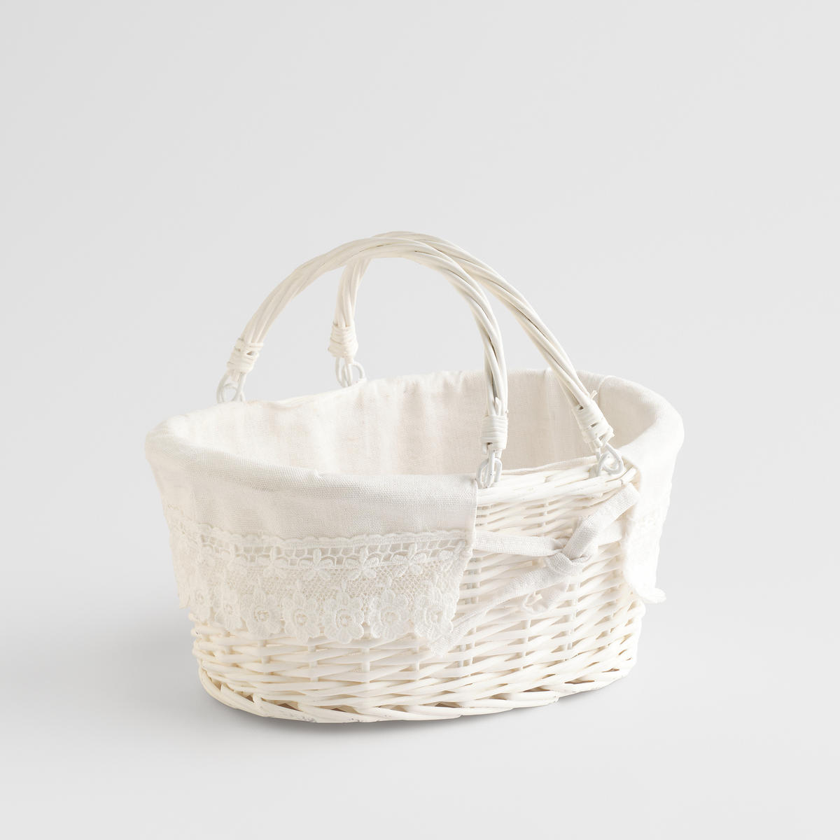 KORB MIT HENKEL Springlet - Weiß, Naturmaterialien (23/25/31cm) - home&you