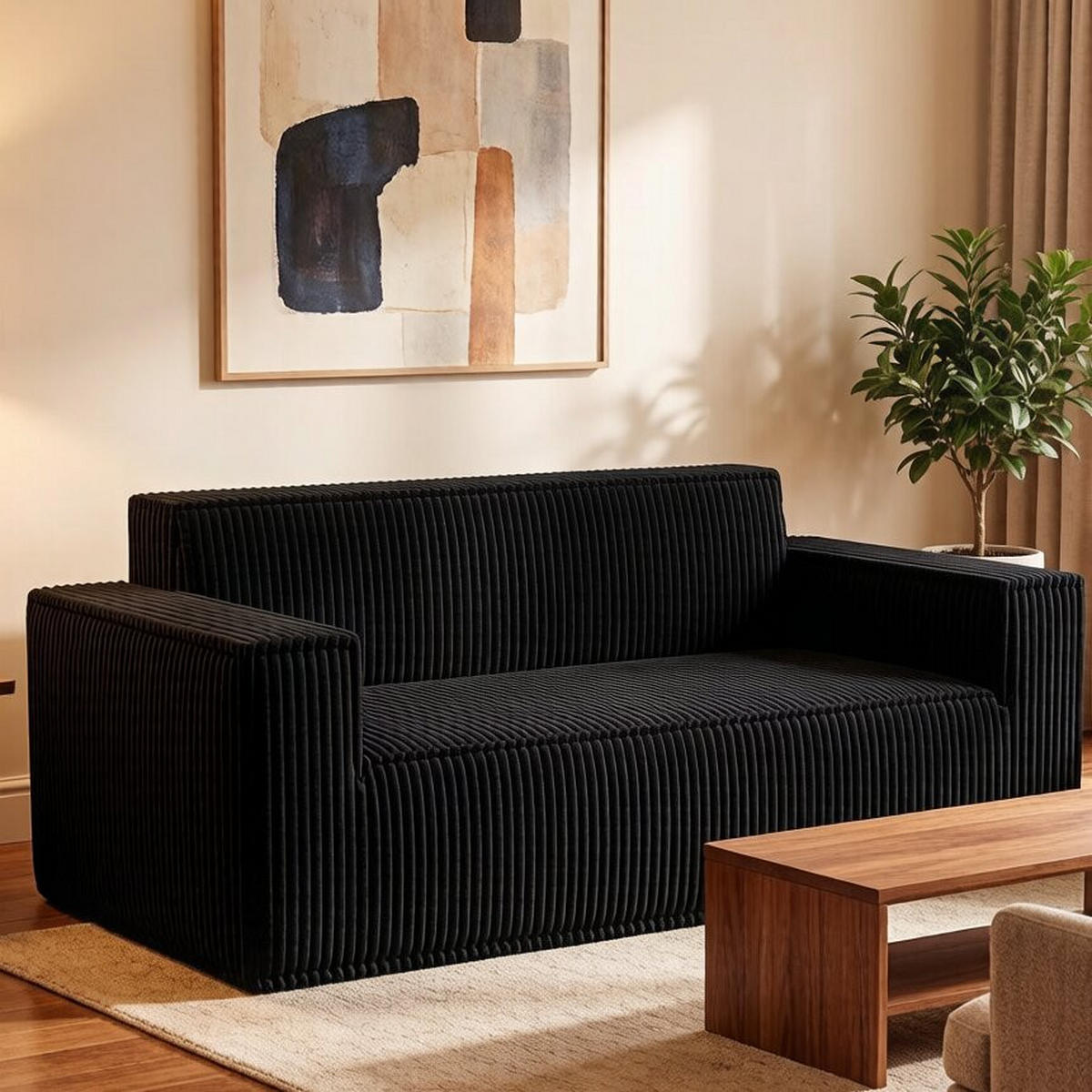 2-SITZER SOFA Cord Schwarz - Schwarz, Textil (178/70/86cm) - WISHDOR