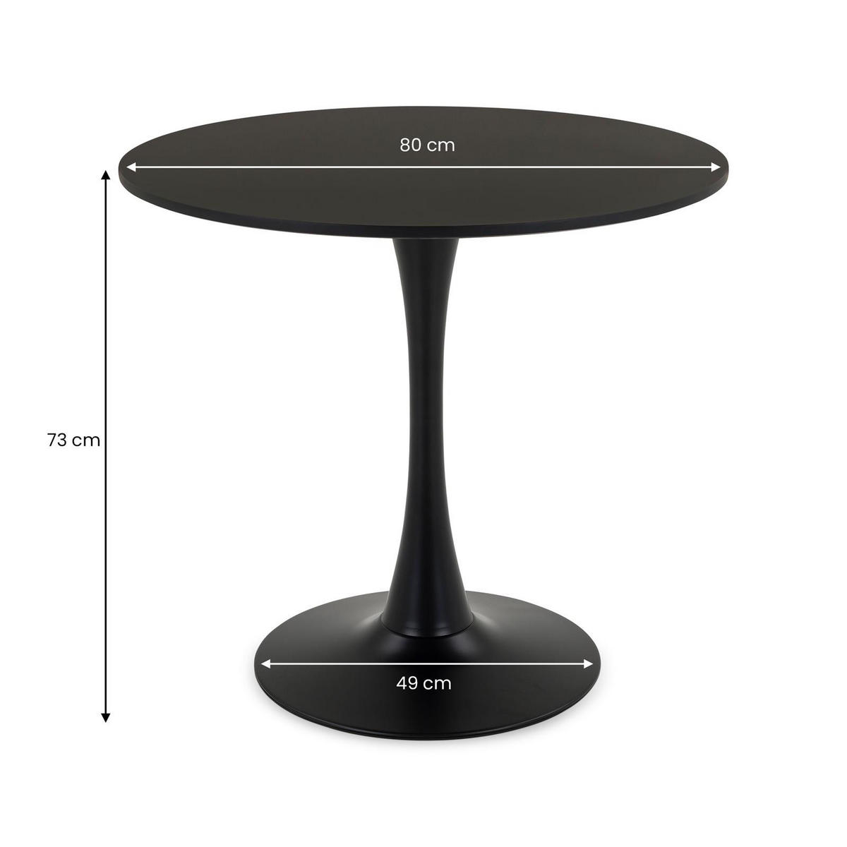 ESSTISCH LOIRE schwarz - Schwarz, Holzwerkstoff/Metall (80/80/73cm) - IDIMEX
