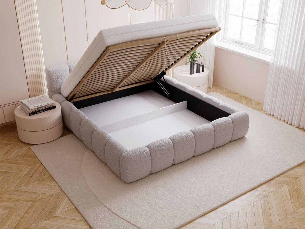 POLSTERBETT Cloud Low 140x200 Bouclé-Stoff Grau - Grau, Textil (140/200cm) - Graingold