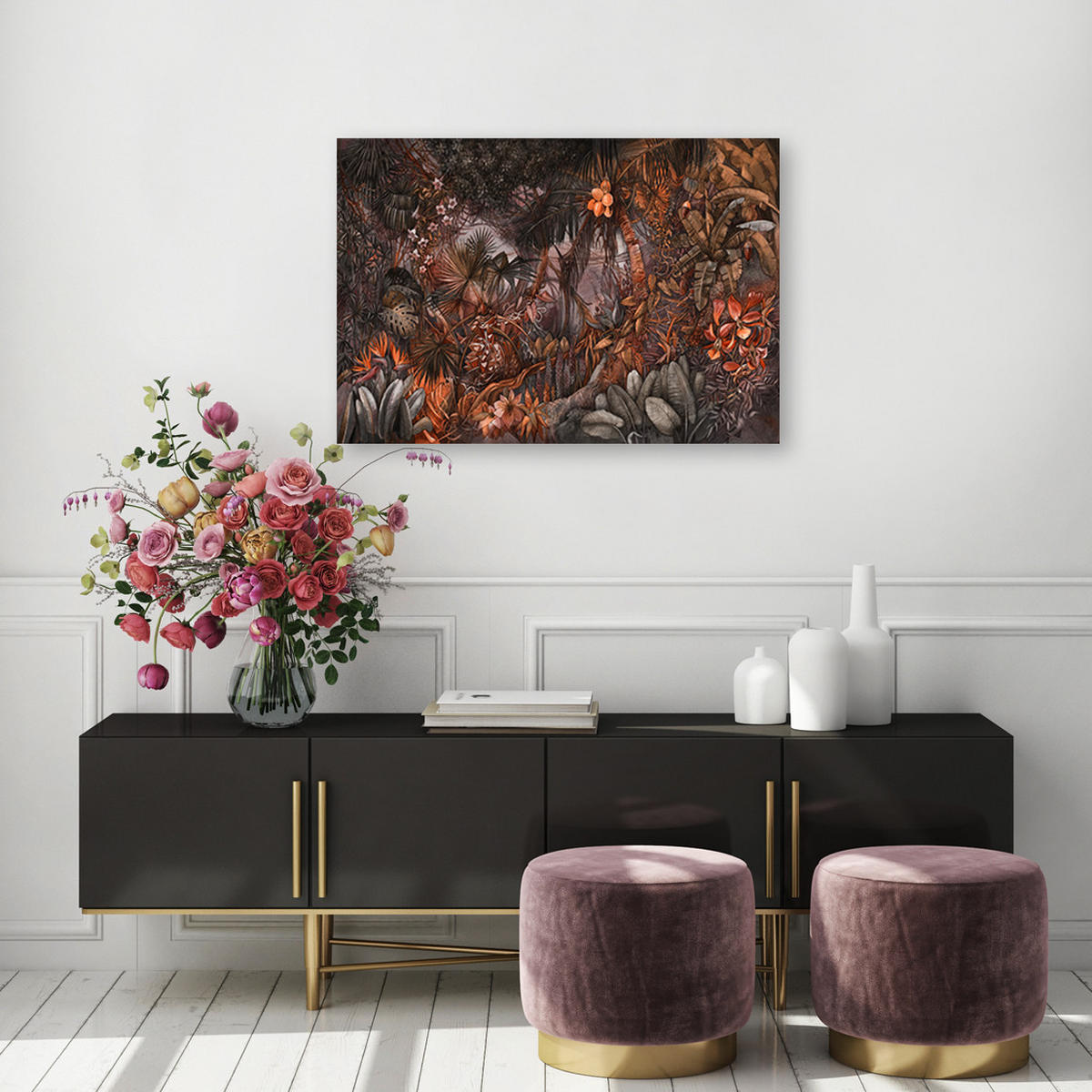 WANDBILD tiefer dschungel - Braun, Textil (60/40cm) - Feeby