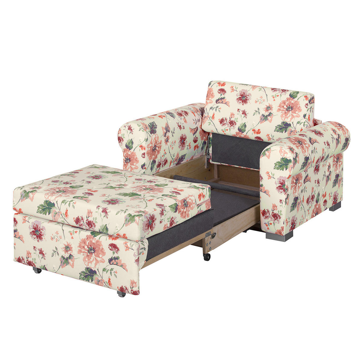 SCHLAFSOFA mit Husse - Silberfarben/Creme, Textil (125/90/90cm) - home24