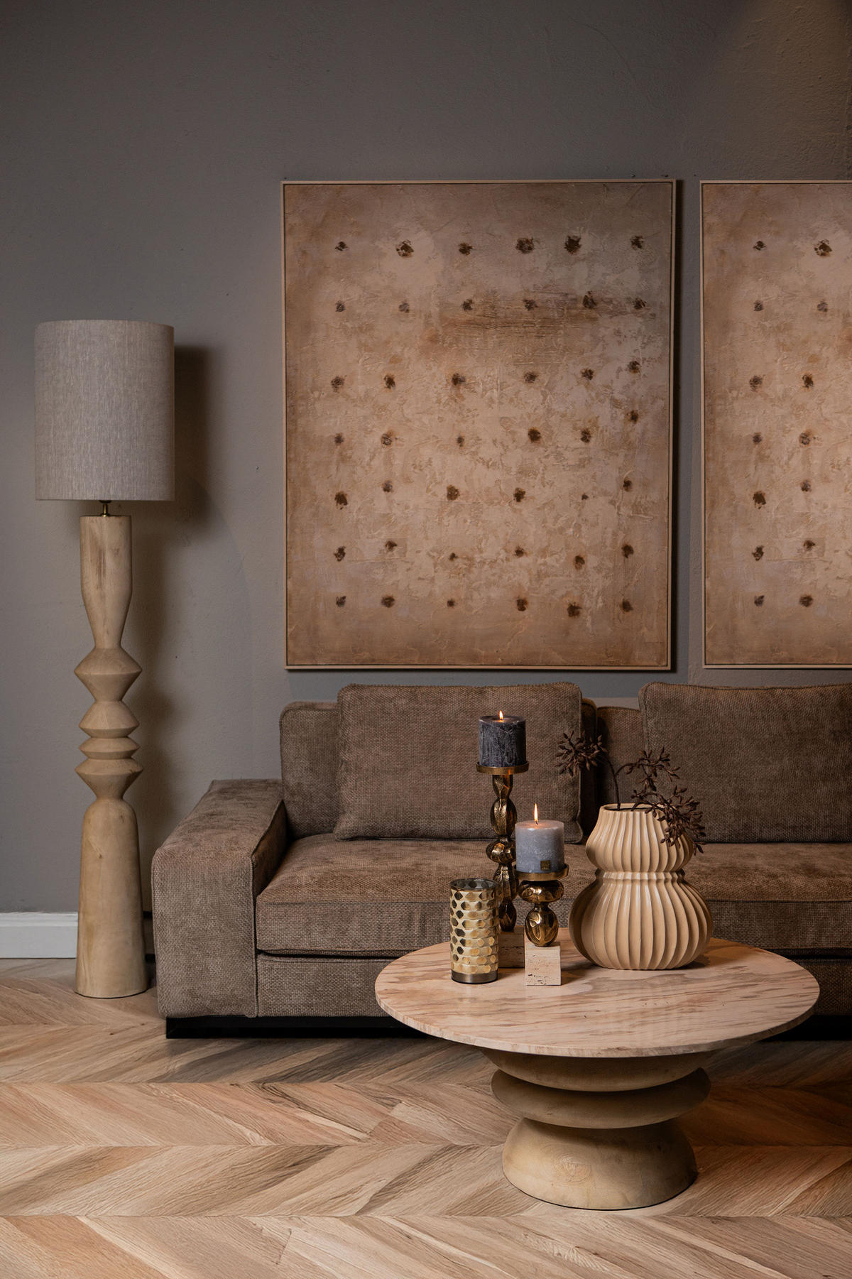 STEHLAMPE Elaine Beige 20/20/130cm - Beige, Holz (20/20/130cm) - PTMD Collection