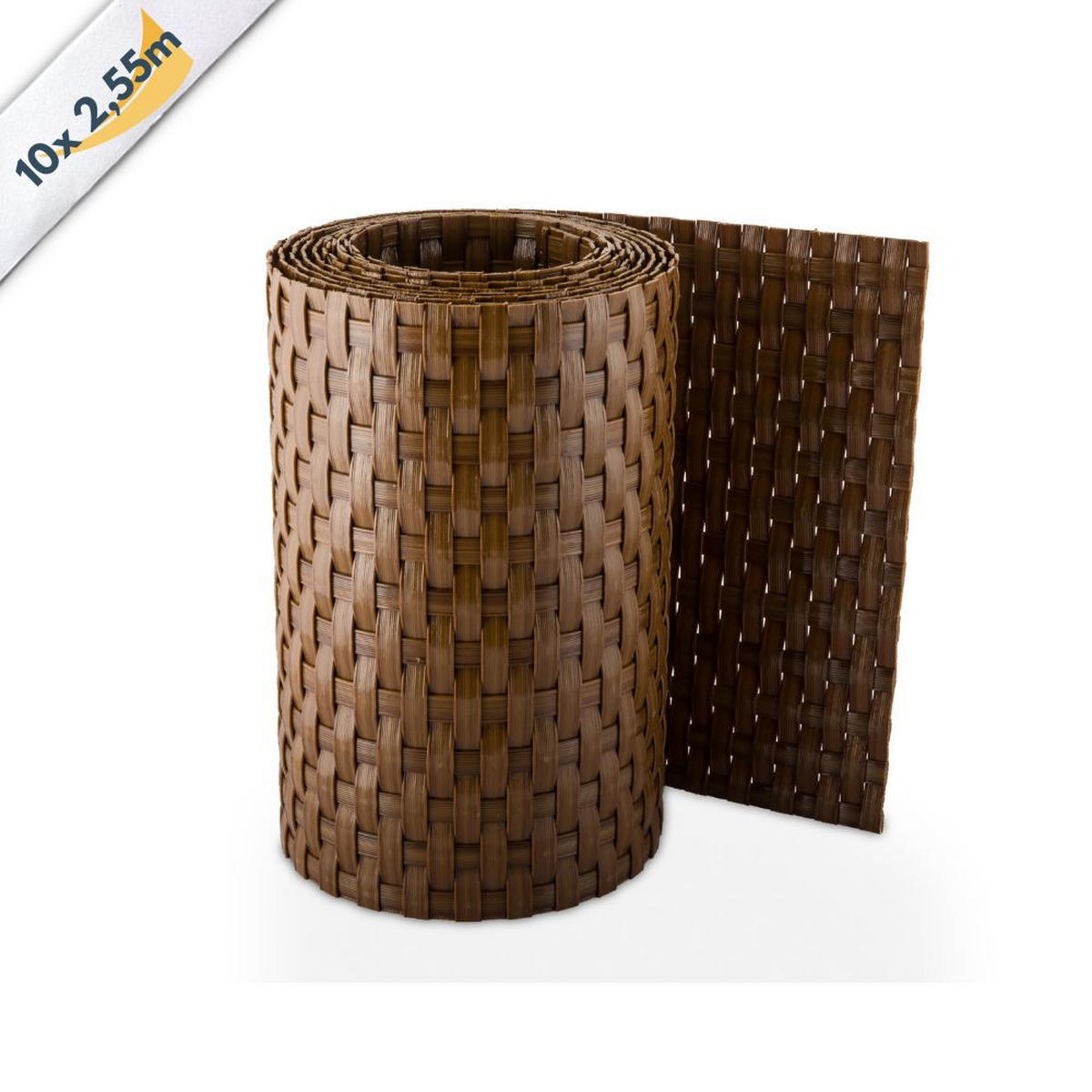 SICHTSCHUTZSTREIFEN Rattan für Doppelstabmatten UV-beständig Honigbraun 10x 2,55m - Rotbraun, Kunststoff (2550/19cm) - ZAUN|ZU