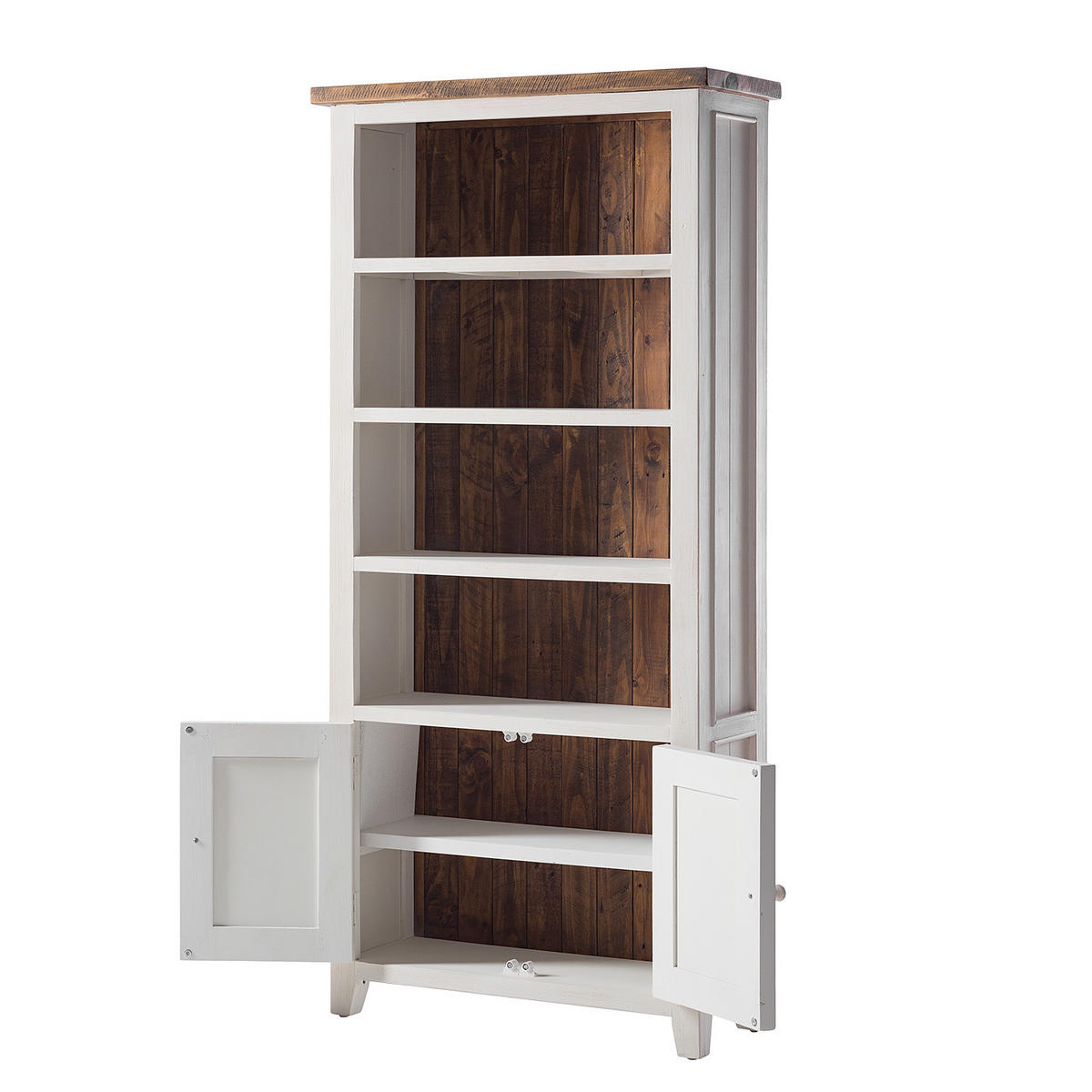 BÜCHERREGAL - Kiefer massiv - Weiß/Kieferfarben, Holz (90/190/35cm) - home24