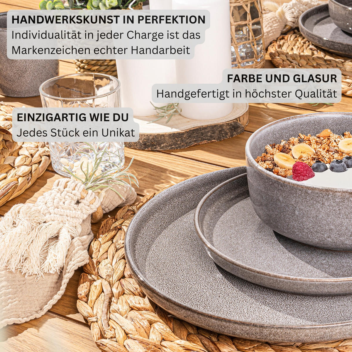DESSERTTELLER SET KAIRO MONDGRAU - 6 teilig aus Steingut - Dunkelgrau, Keramik (27.5cm) - Sänger