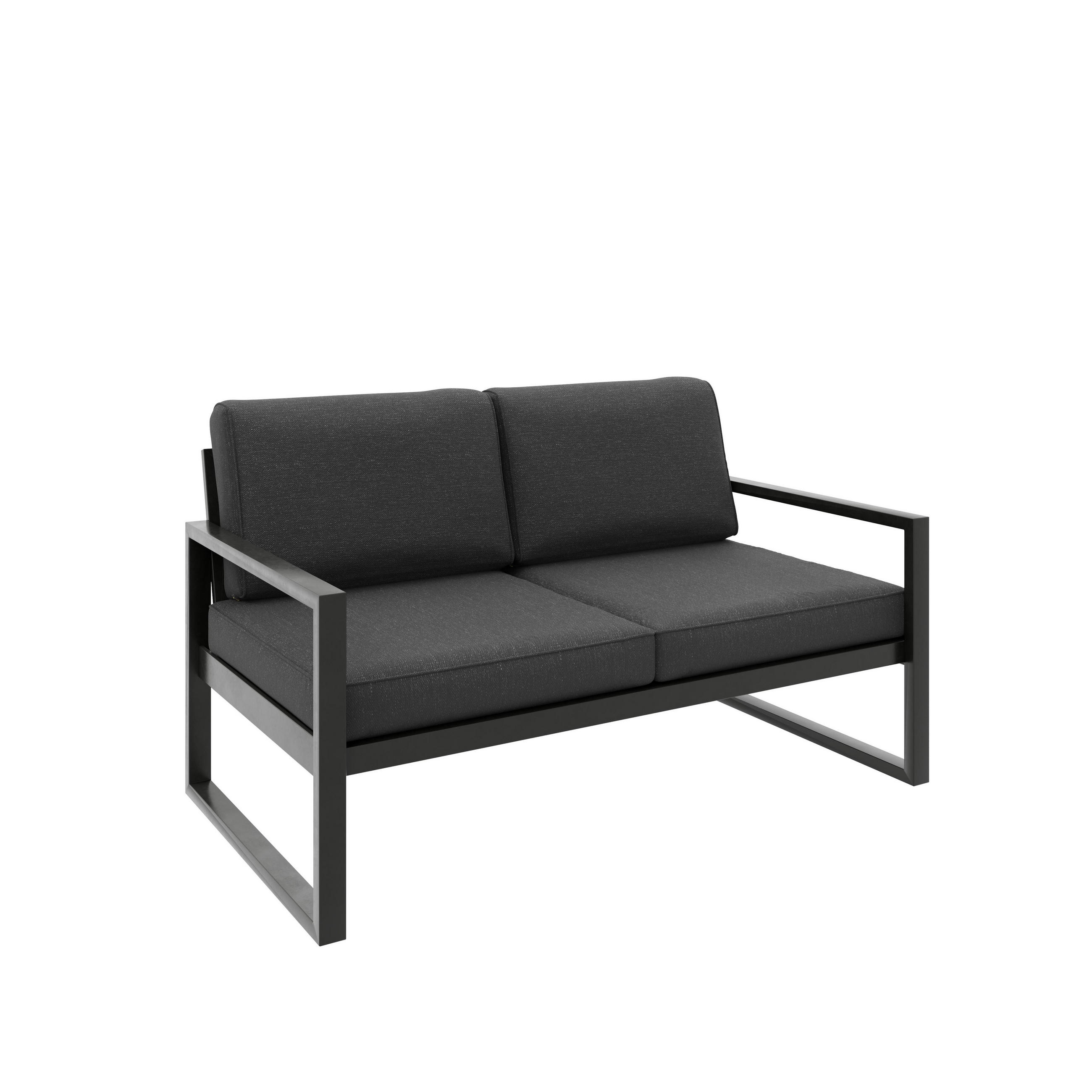 GARTENSOFA 2 Sitzer Madera 146x80cm, schwarz, graubraun - Schwarz/Braun, Kunststoff/Metall (146/86/80cm) - Margaret Hadas24
