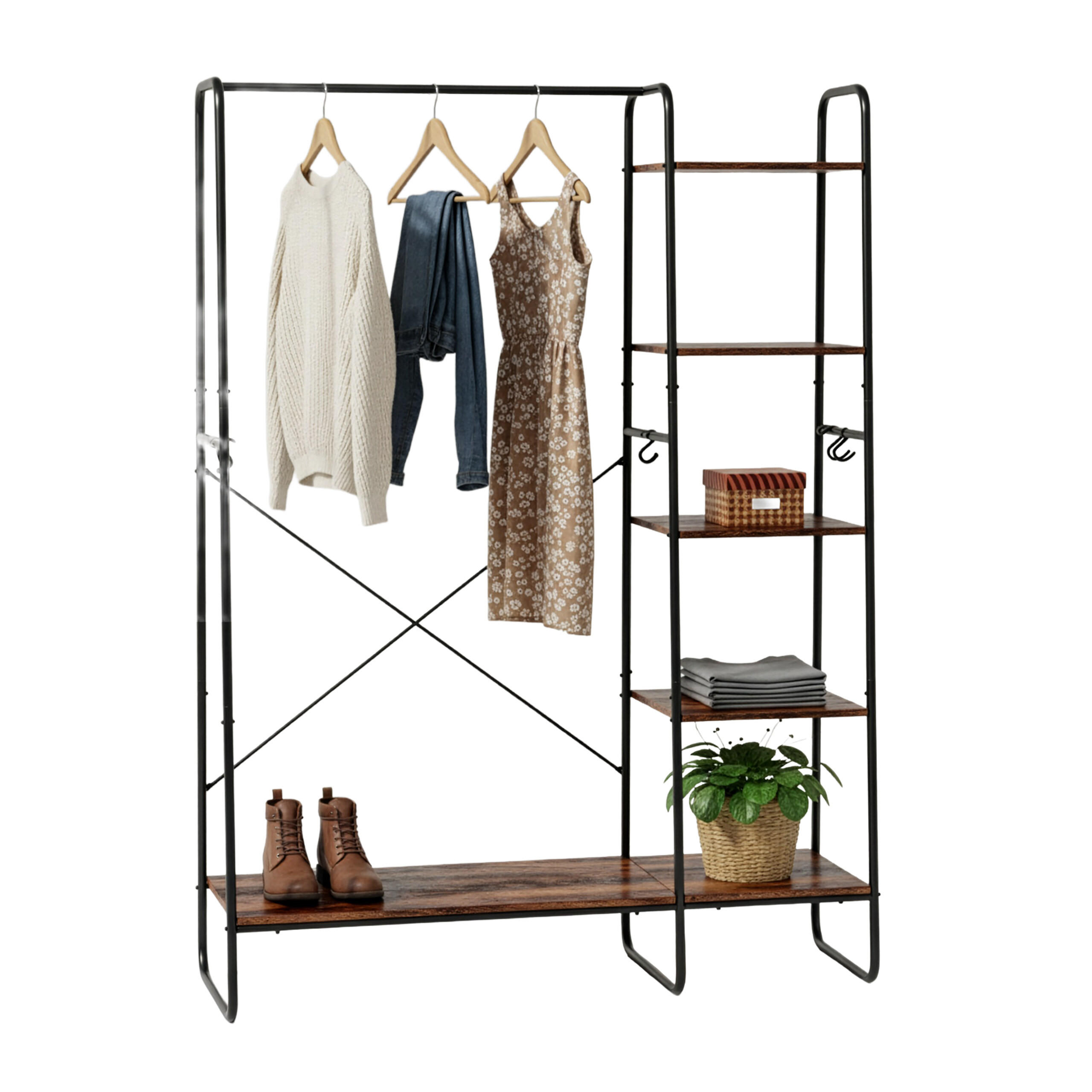 KLEIDERSTÄNDER - Multicolor, Holzwerkstoff/Metall (120/160/45cm) - Relaxdays