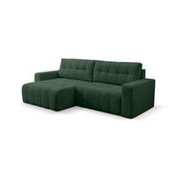 ECKSOFA Palermo mit Schlaffunktion und Bettkasten in Cordstoff - Dunkelgrün/Grün, Holz/Holzwerkstoff (245/143cm) - Ravio