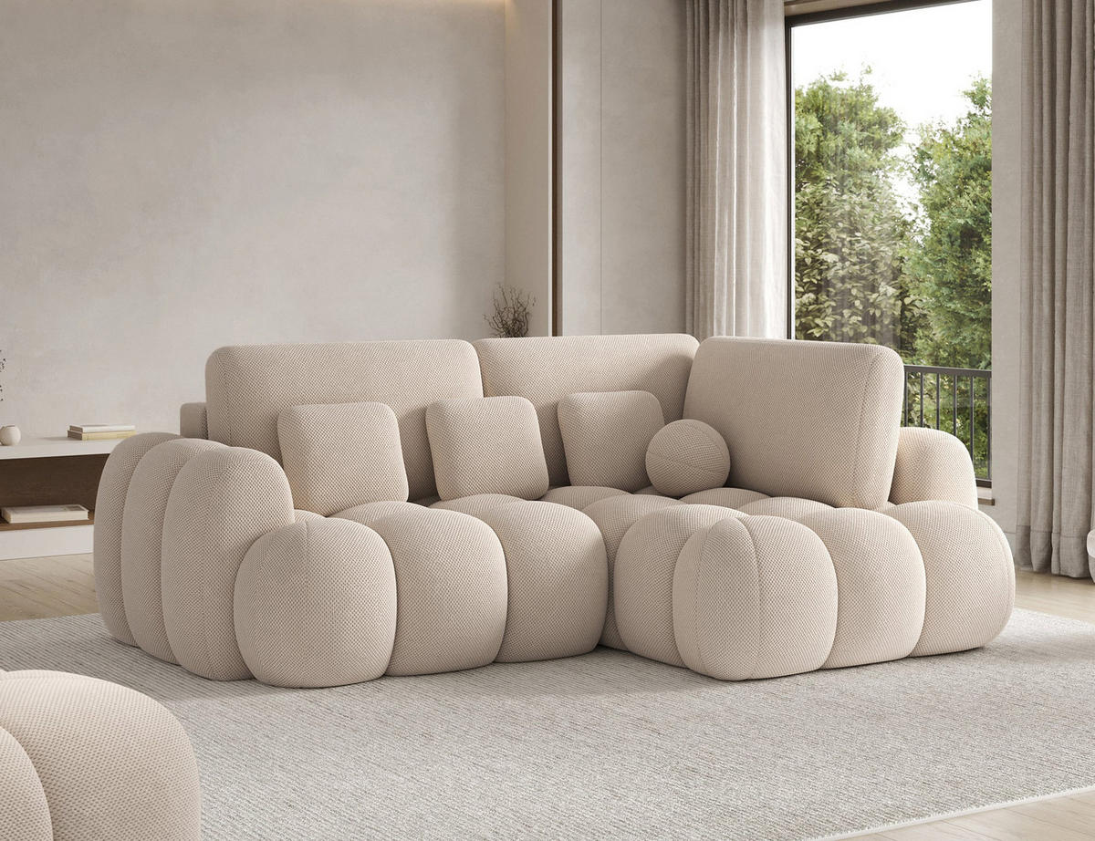 ECKSOFA COZION L-Form mit Schlaffunktion & Bettkasten – Modernes 3-Sitzer Sofa, HR-Kaltschaum, Wellenfederung, 267 × 165 cm - Beige/Schwarz, Kunststoff (267/165cm) - Wohnideebilder