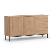 SIDEBOARD Queba 2T 3S Hellbraun 150/80/41 cm – mit Schubladen und viel Stauraum - Hellbraun/Schwarz, Holzwerkstoff (150/80/41cm) - AX Living