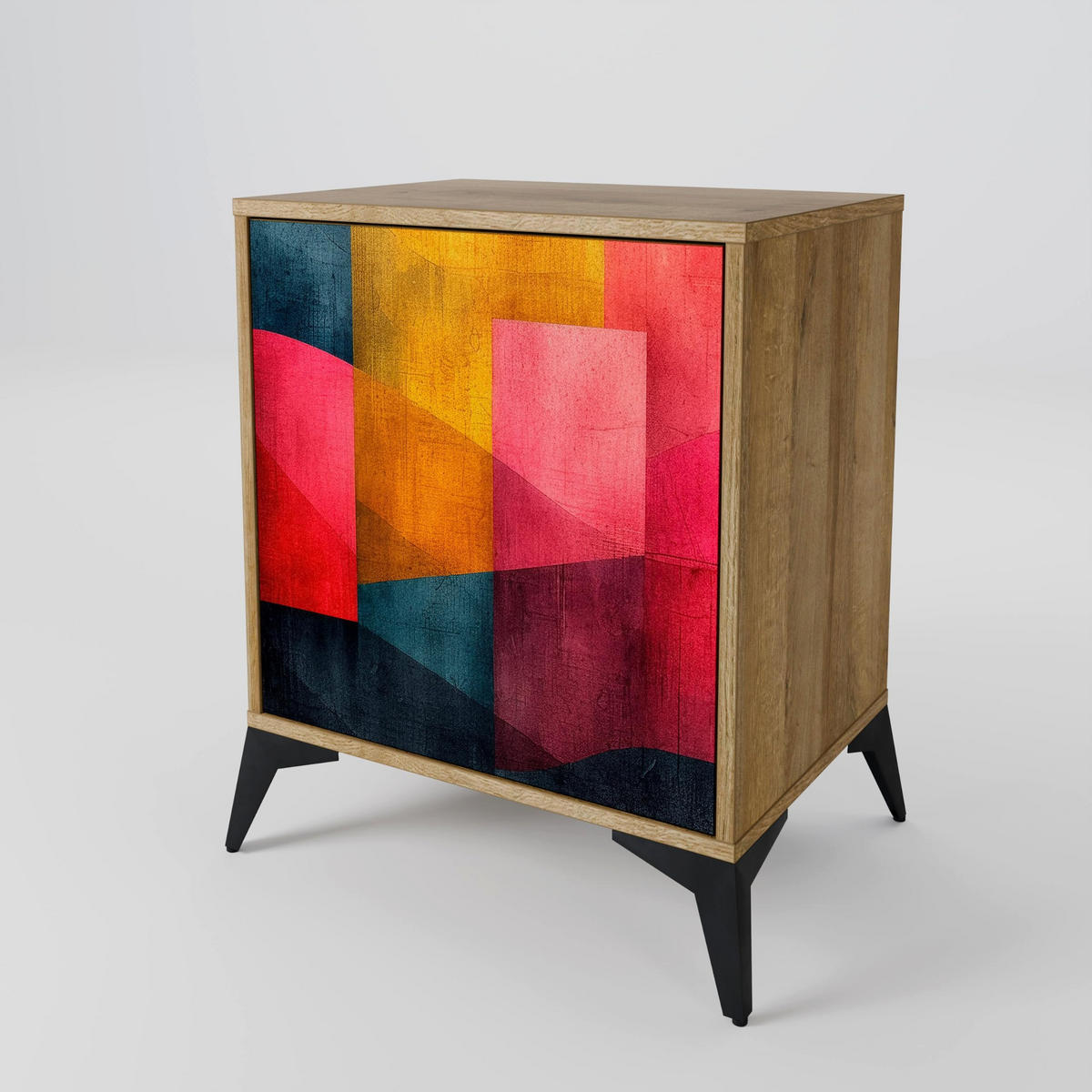 SIDEBOARD COLORFUL SOUNDS, Eichefarben, 57,5x42x77,5 cm, Schräge Buchenholzfüße - Eichefarben/Buchefarben, Holzwerkstoff/Buchenholz (57.5/77.5/42cm) - SpaceRebels