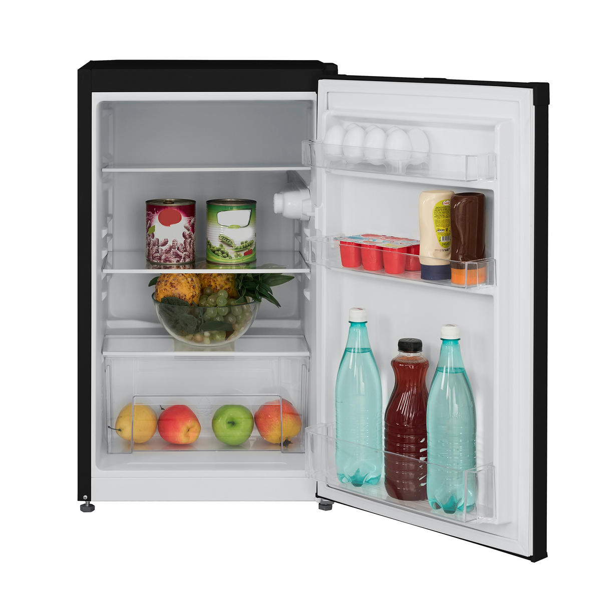 KÜHLSCHRANK, ohne Gefrierfach, freistehend, klein, 90 Liter Nutzinhalt, mit Gemüsefach & 3 Ablagen, Temperaturregelung, CF-31-121-B - Schwarz, Kunststoff/Metall (48/82.1/50cm) - Telefunken