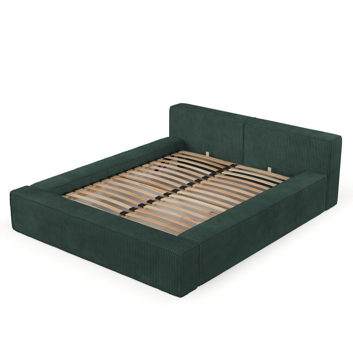 POLSTERBETT Casto mit Stauraum 160/200 cm Grün im Poso Stoff - Schwarz/Naturfarben, Holz/Holzwerkstoff (160/200cm) - AltaBeds