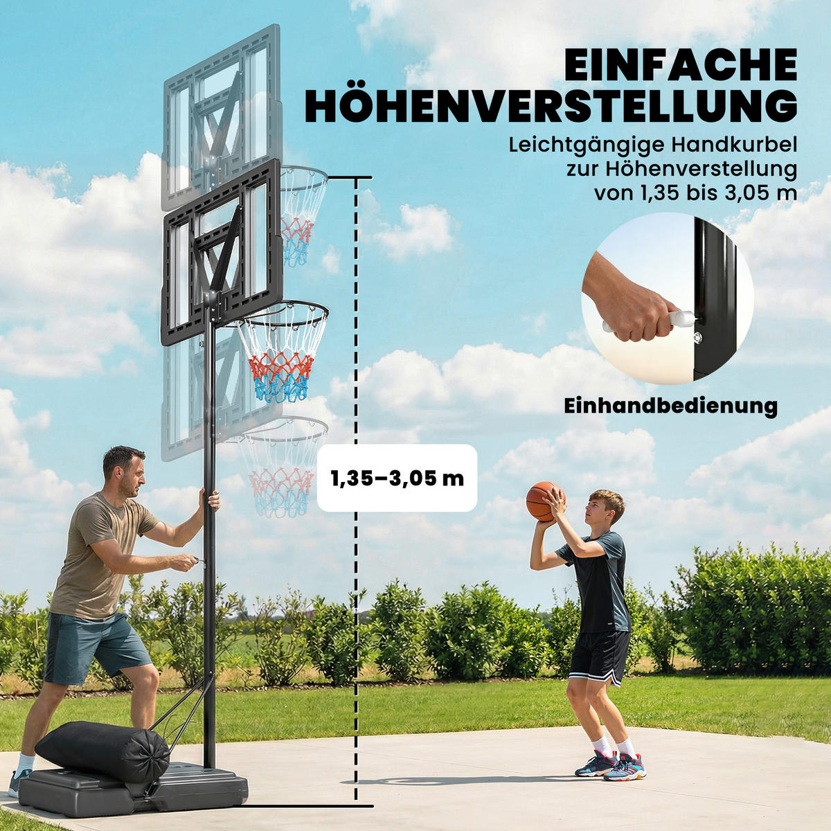 BASKETBALLKORB DE-10542 Schwarz - Schwarz, Metall (70/110cm) - ComfortXL