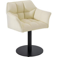 SESSEL Lederlook Creme - Creme/Schwarz, Textil/Metall (64/75/48cm) - CLP