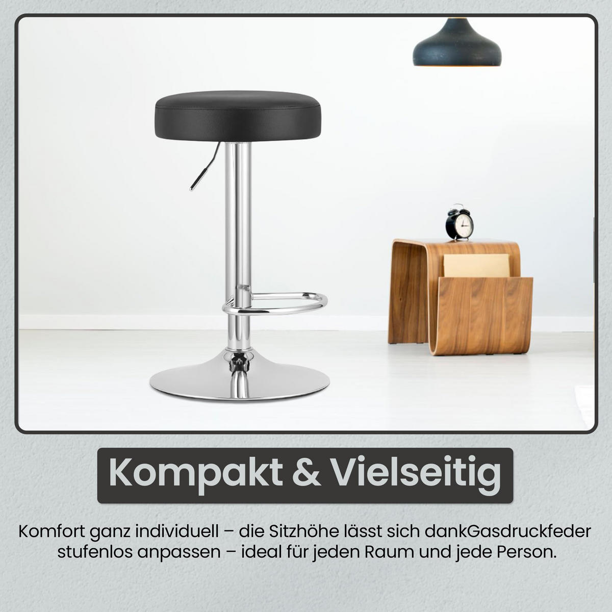BARHOCKER - Schwarz, Drehbar Und Höhenverstellbar, Rutschfeste Basis, Modernes Design Für Küche Und Wohnzimmer - Schwarz, Textil (38/84/38cm) - Best For Home