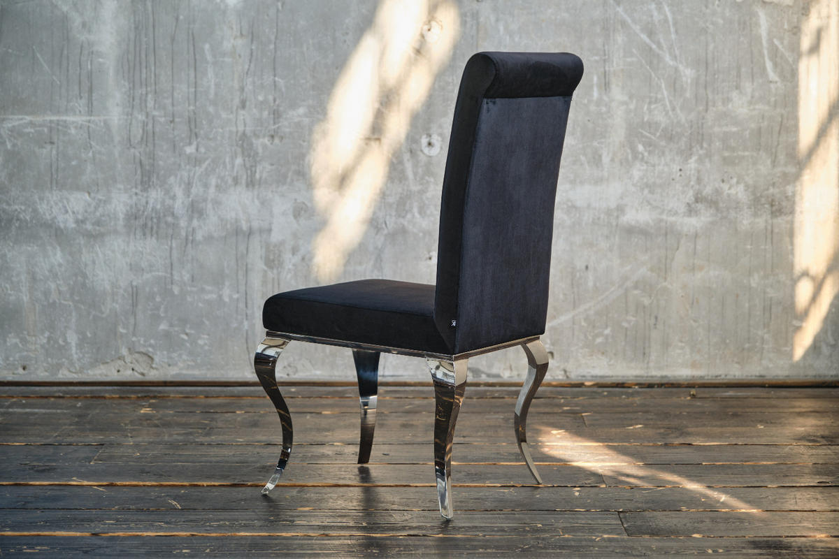 ESSZIMMERSTUHL LEIA Schwarz Velvet - Schwarz, Textil (44/101/64cm) - KAWOLA
