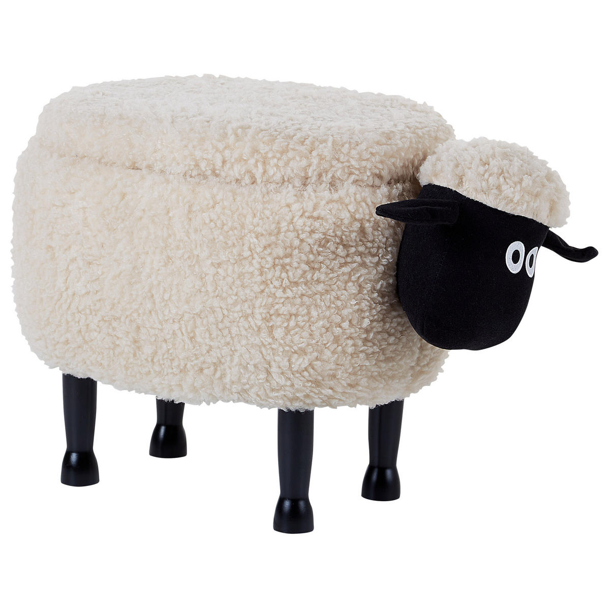 HOCKER Sheep 35/55/40 cm - Beige, Kunststoff/Textil (55/40/35cm) - Beliani