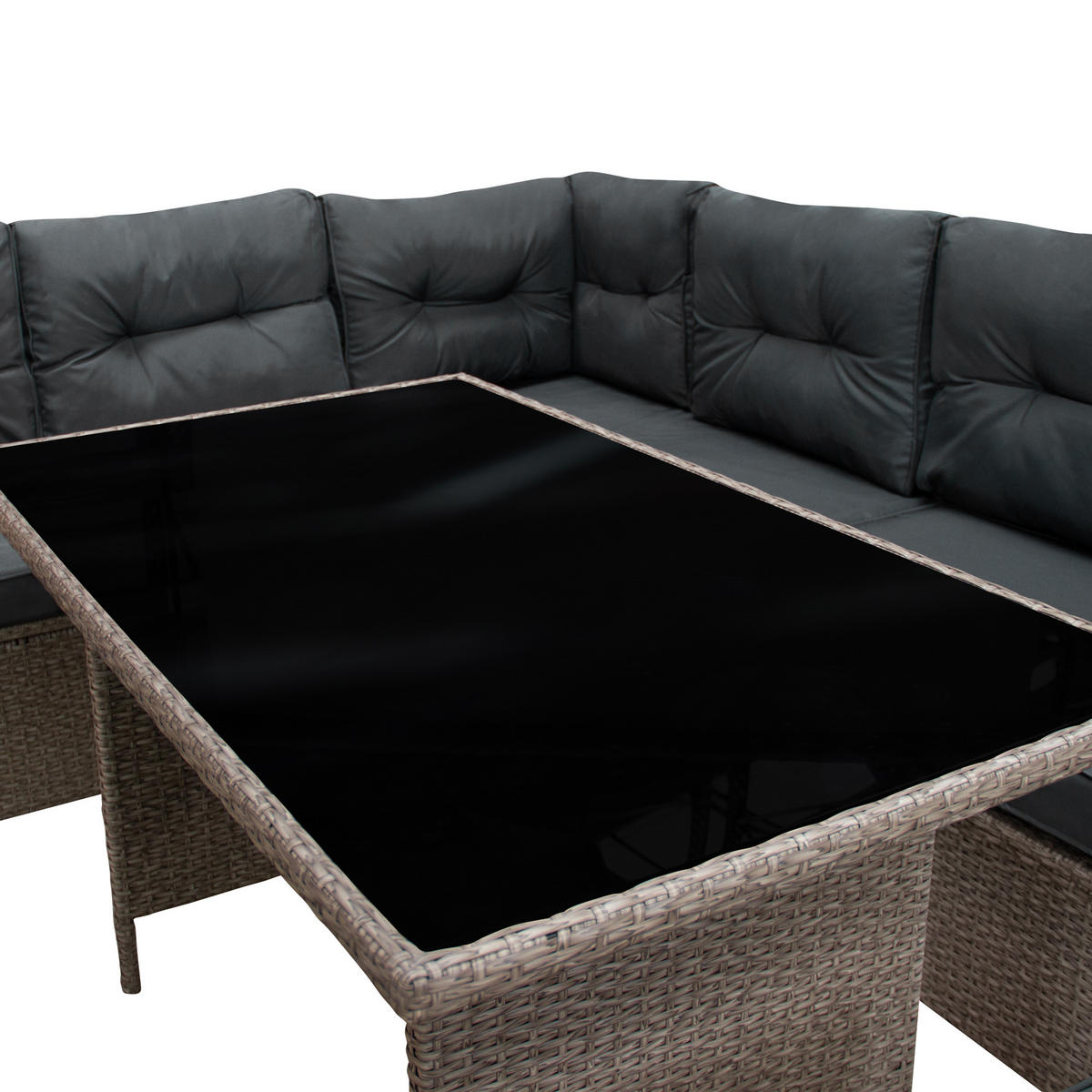 RATTAN-ECKGARNITUR 9-Sitzer - Grau, Kunststoff - Monstershop