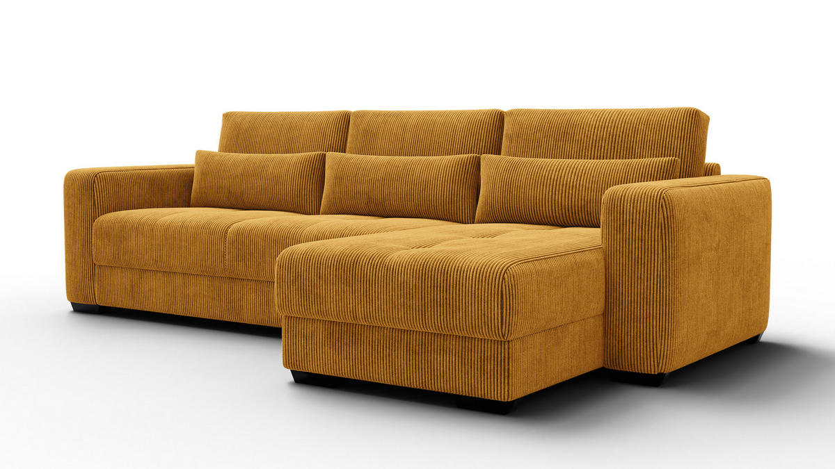 ECKSOFA OLI 4-Sitzer rechts, safran - Gelb, Holz/Textil (295/172cm) - Courtois Laville