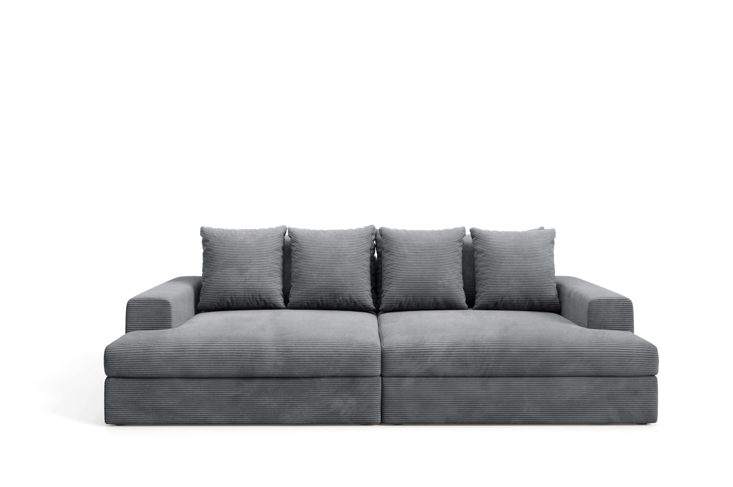 SOFA 4-Sitzer Cord Grau anthracite - Anthrazit, Textil (167/42/272cm) - Furnisell