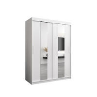 SCHWEBETÜRENSCHRANK 200/150/62 2-türig - Silberfarben/Weiß, Holz/Kunststoff (150/200/62cm) - MÖBEL KRYSPOL