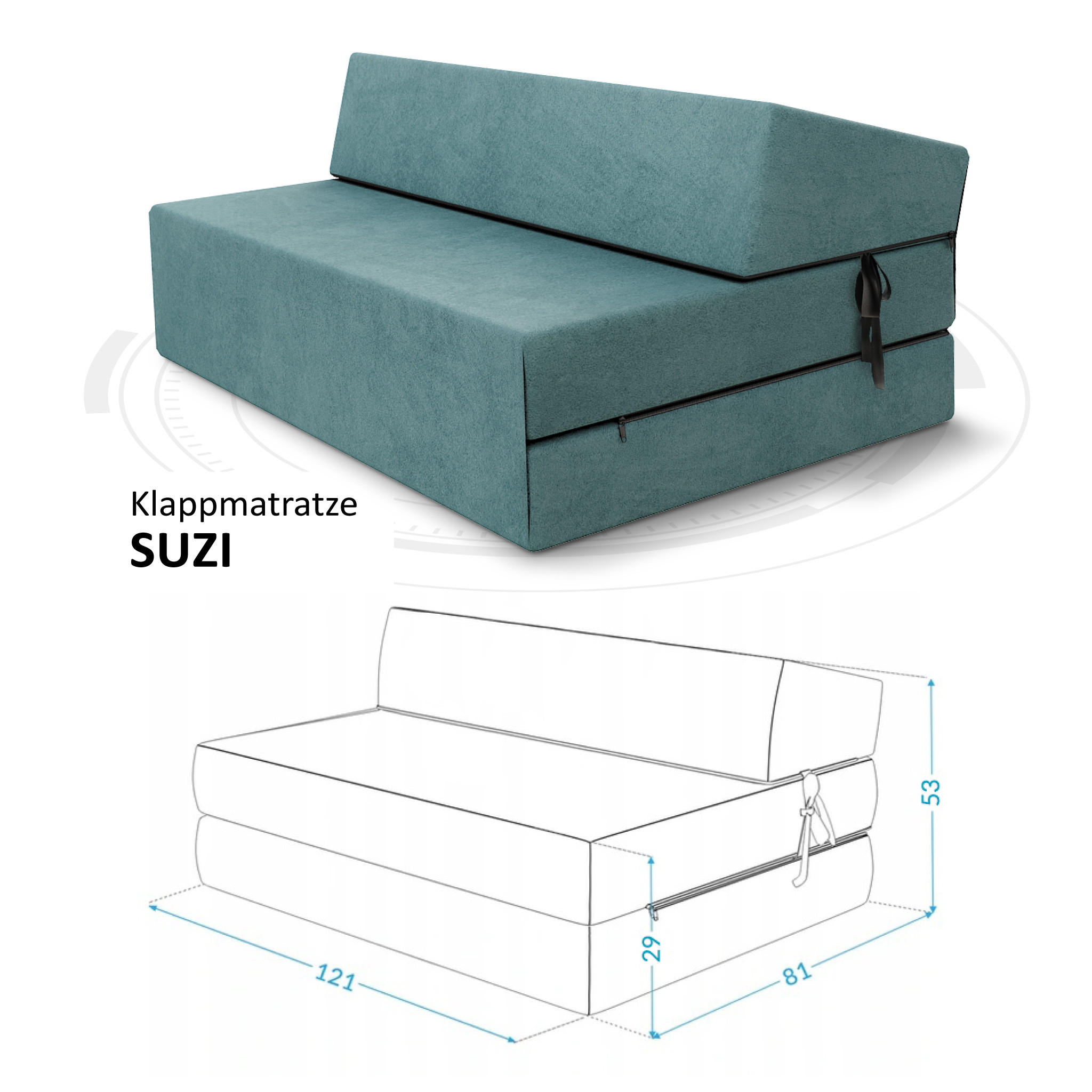 KLAPPMATRATZE SUZI MAXI - Türkis, Textil (120/200cm) - FDM