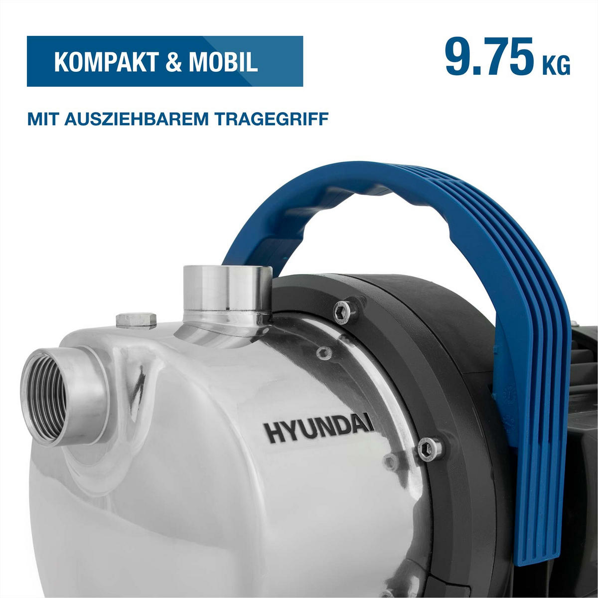 GARTENPUMPE GP12050 (1200W, 5.000 l/h, Förderhöhe max. 50m, Ansaughöhe max. 8m) - Schwarz, Kunststoff (22.1/23.7/37.1cm) - HYUNDAI