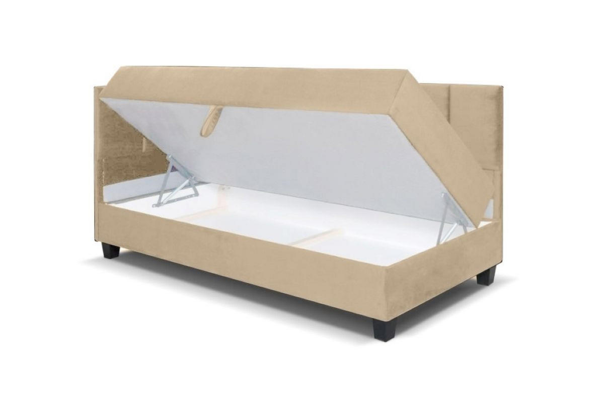 BOXBETT Kinderbett Eryk 80x200 cm mit Matratze und Bettkasten, links, beige - Beige, Kunststoff (80/200cm) - Margaret Hadas24