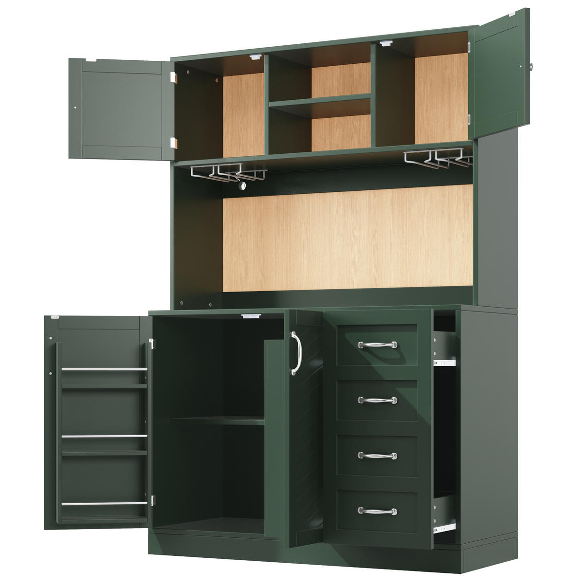 BUFFET 120/40/188 cm aus MDF mit LED-Beleuchtung Grün - Grün, Holzwerkstoff (120/188/40cm) - Modenvie