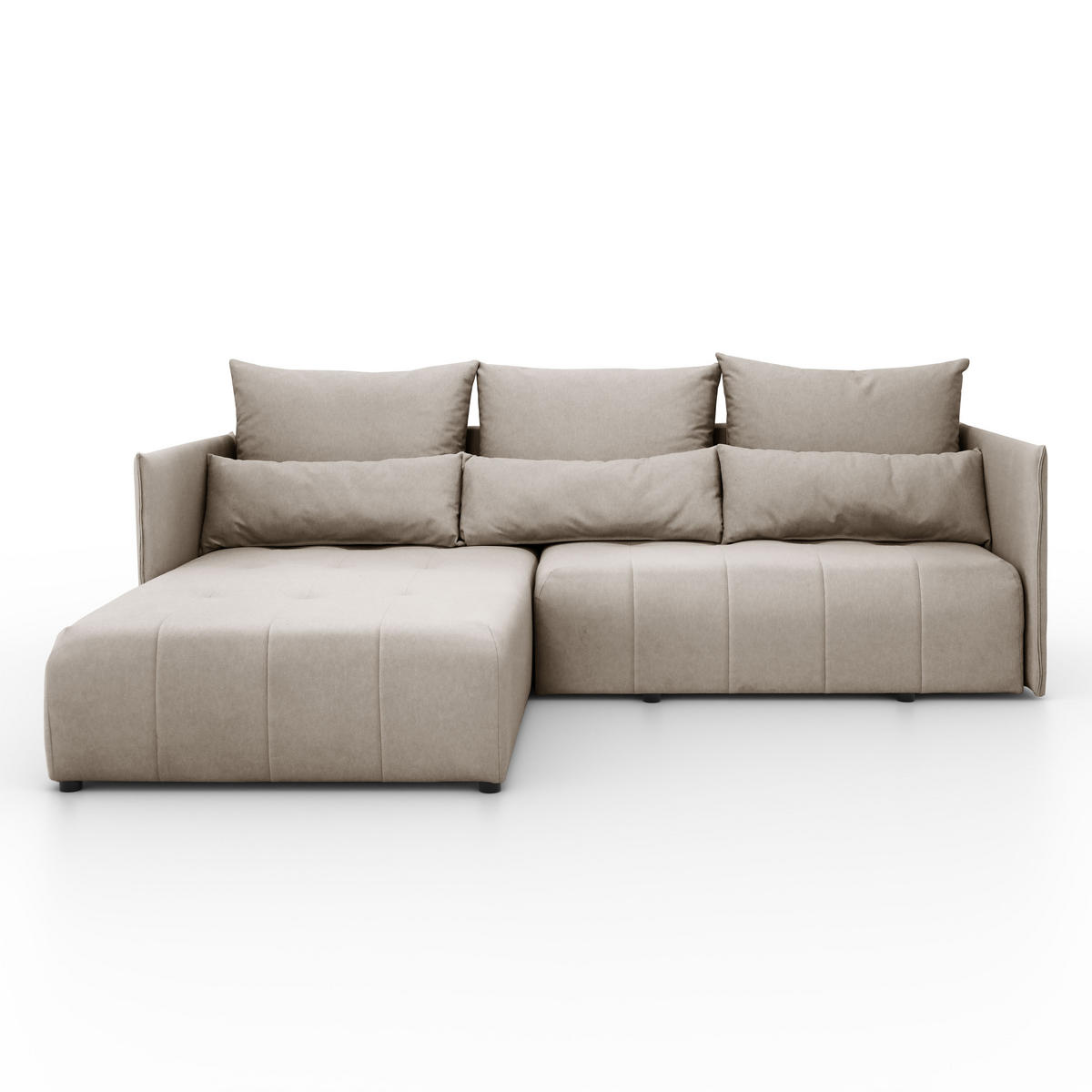 ECKSOFA L Form Hanna 246 x 188 cm mit Schlaffunktion und Bettkasten, 4 Sitzer, Bettzeugablage, Sofa, Eckcouch, cappuccino, links - Hellbraun, Kunststoff (246/188cm) - Margaret Hadas24