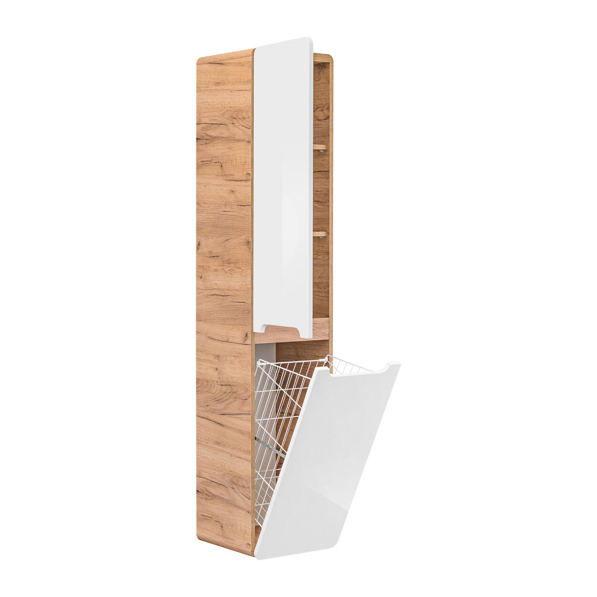 HOCHSCHRANK ARVIDA SZK1 Integrierter Wäschekorb Eiche Weiß - Weiß, Holzwerkstoff (35/170/35cm) - Komodee