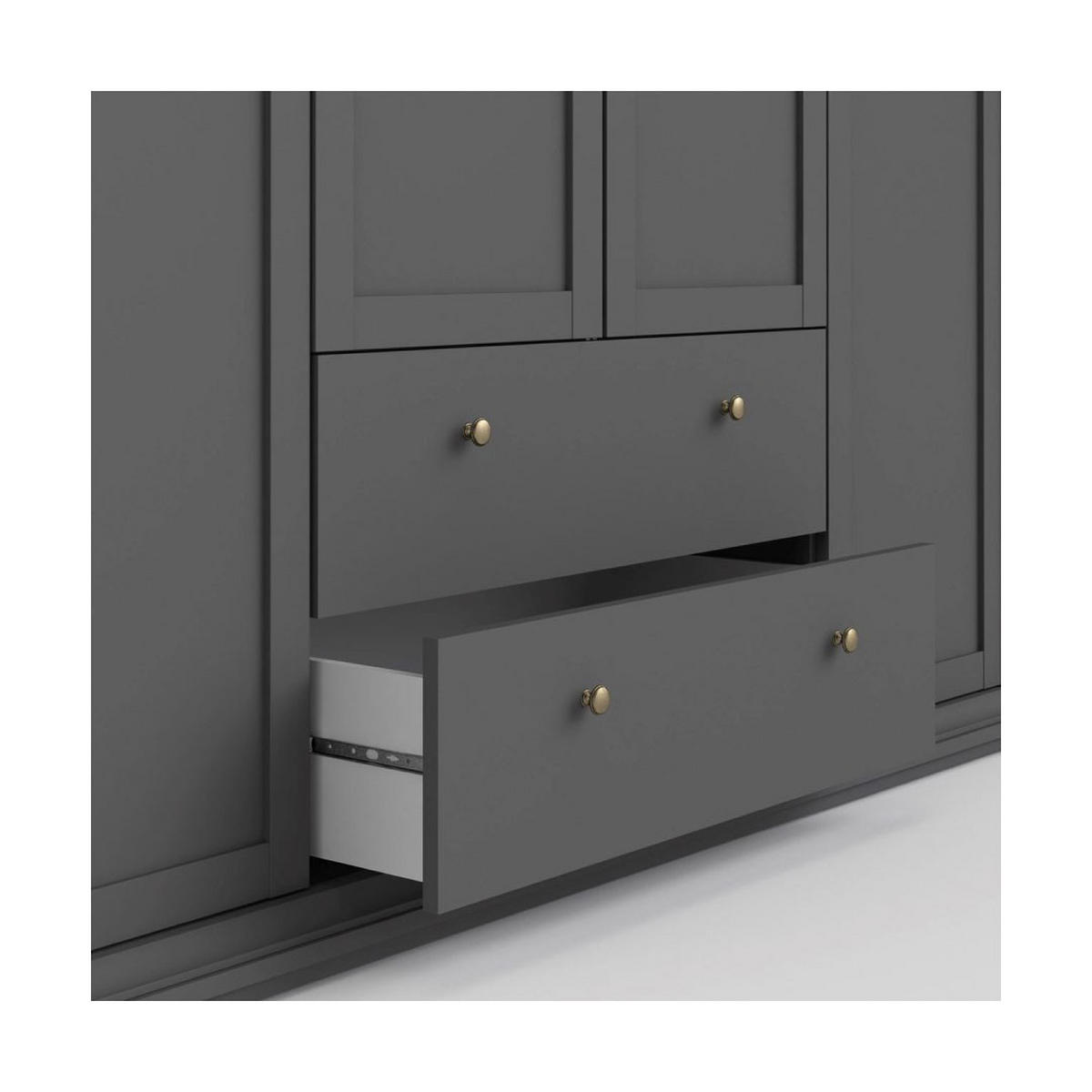GARDEROBENSCHRANK mattgrau - Schwarz, Holzwerkstoff (181/201/60cm) - ebuy24